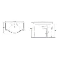 AZZURRA GIUNONE Консоль напольная с раковиной 112х62см, 1 отв. под смеситель, цвет: хром