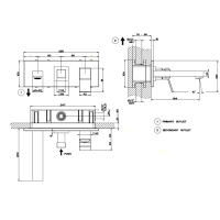 Gessi Rettangolo K Встраиваемый смеситель с изливом и переключателем PUSH, внешняя часть, цвет: хром