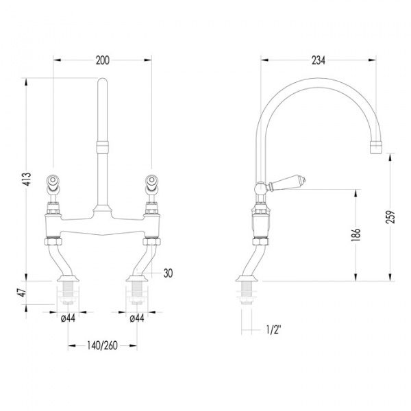 Devon&Devon Heritage Смеситель для кухни настольный , цвет: хром