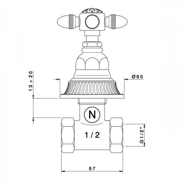 Nicolazzi Impero Вентиль запорный 1/2”, цвет: хром