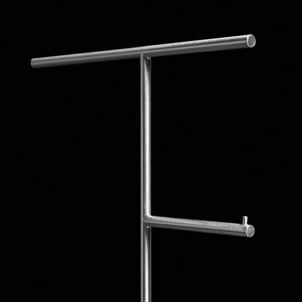 Antonio Lupi Bivio Стойка напольная 65см., с полотенцедержателем и держателем туалетной бумаги, база из мрамора Carrara satinato, структура Satin steel