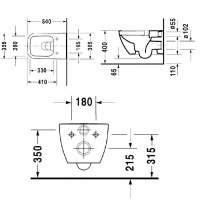 DURAVIT Happy D.2 Унитаз подвесной безободковый 54х36.5см, с креплением, цвет: белый