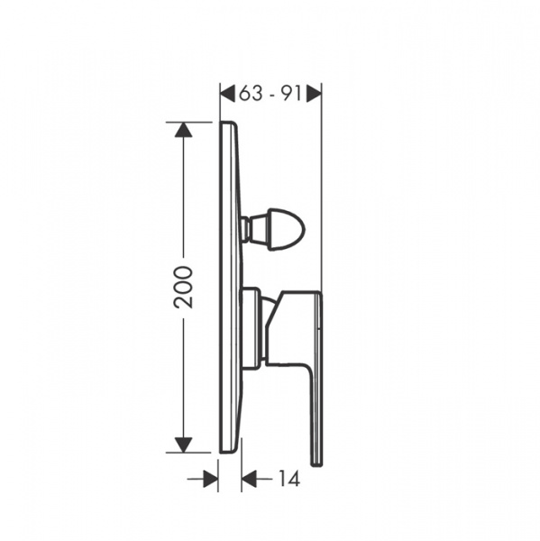 Hansgrohe Vernis Shap Смеситель для ванны, однорычажный, встраиваеемый, внешняя часть, цвет: матовый черный