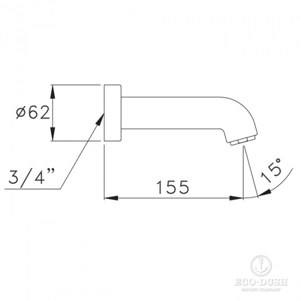 Stella Aster Настенный излив для ванны 0/250, длина 155мм, цвет: хром