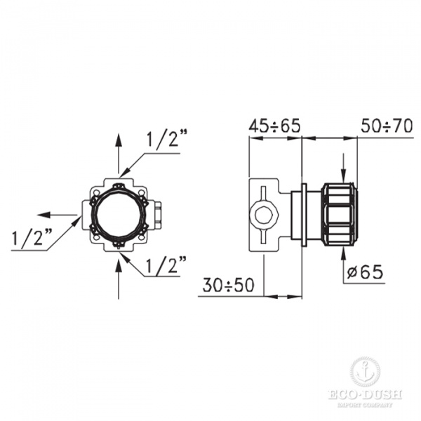 Stella Timeaster Встраиваемый переключатель для душа 0/153 на 2 выхода, ручка d=65мм, цвет: хром