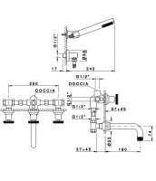 Nicolazzi Arena Смеситель для ванны с изливом из стены встраиваемый на 4 отверстия, излив: 190 мм, цвет: хром