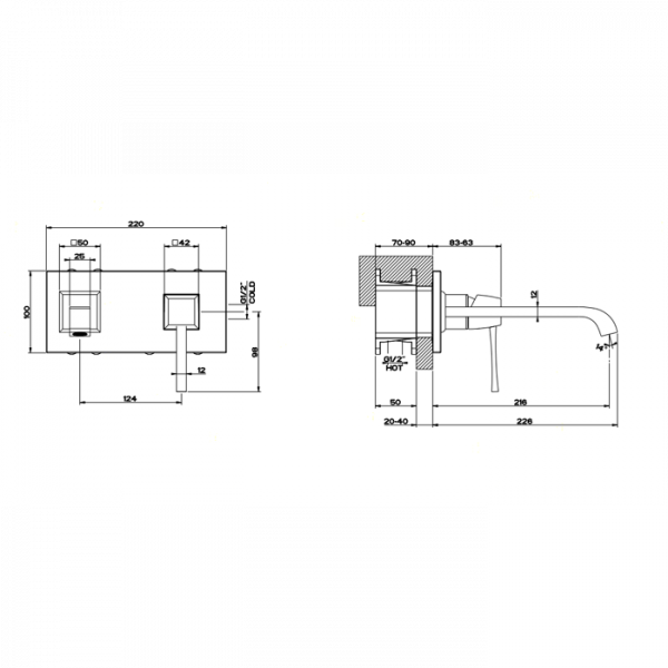 Gessi Mimi Встраиваемый однорычажный смесителя, излив 211мм, внешние части, цвет: хром