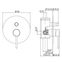Gattoni Circle Two Смеситель встраиваемый с GBOX, на 2 выхода, цвет: хром