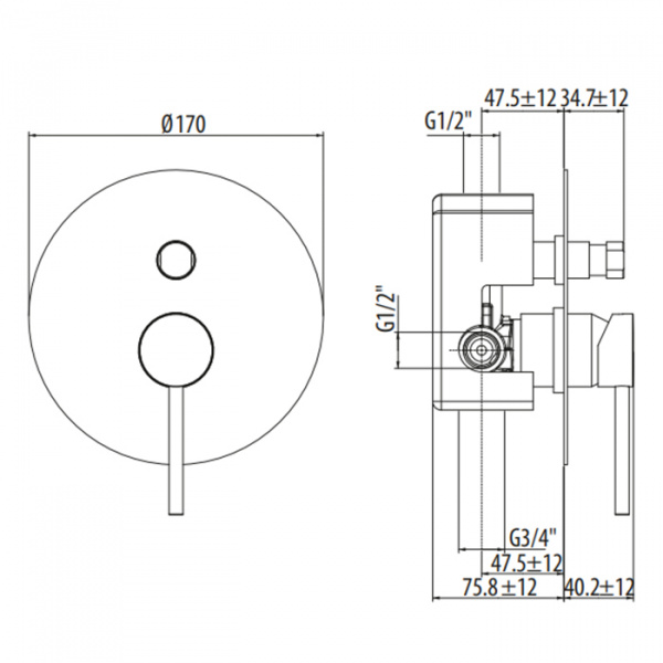 Gattoni Circle Two Смеситель встраиваемый с GBOX, на 2 выхода, цвет: хром