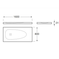Armani Roca Baia Душевой поддон 160х80х3.1см с боковым сливом, с anti-slip, мат-л: Stonex, цвет: greige