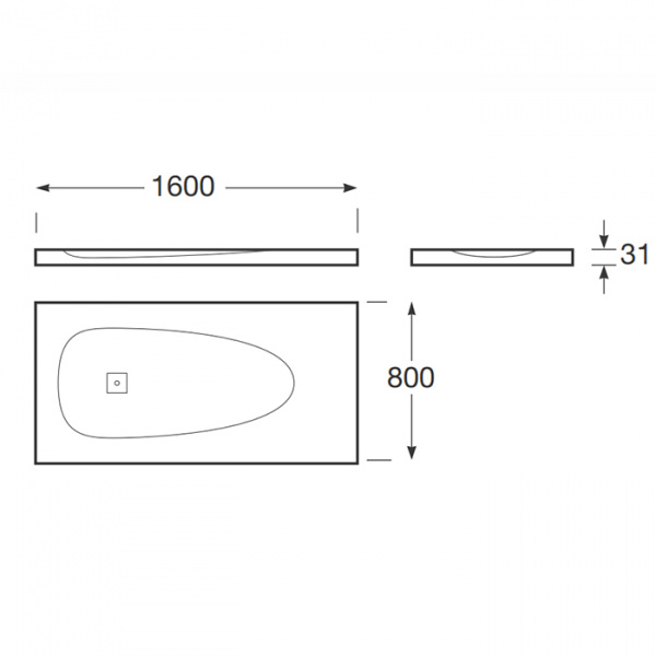 Armani Roca Baia Душевой поддон 160х80х3.1см с боковым сливом, с anti-slip, мат-л: Stonex, цвет: off-white