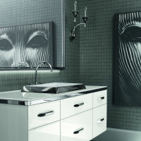 VITAGE milldue edition HILTON Комплект мебели с базой, раковиной DIAMOND, зеркалом DIAMOND, 162см, ручки хром Цвет: bianco-41, платина, сталь