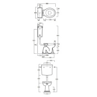 SIMAS Londra Унитаз 60х36.5см, c вертикальным сливом со средним бачком, механизмом и трубой цвет золото