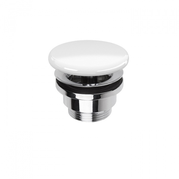 Simas Донный клапан, незапираемый, с керамической крышкой, цвет: белый глянцевый