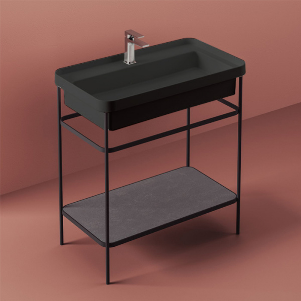 Artceram FUORI SCALA Металическая структура 40x77хh83см с раковиной на 1 отв, Fuori Scala rettangolare 81, цвет: черный матовый