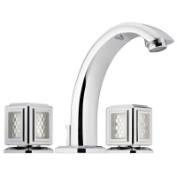 THG Metropolis cristal clair Смеситель для раковины, 3 отв., цвет: хром/прозрачный хрусталь