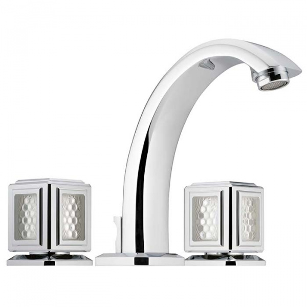 THG Metropolis cristal clair Смеситель для раковины, 3 отв., цвет: хром/прозрачный хрусталь