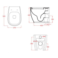 Artceram AZULEY Унитаз напольный приставной слив универсальный 36x52см c креплением, цвет: черный