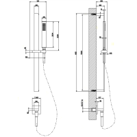 Gessi Rettangolo Душевая стойка с ручным душем и выводом воды из стены, цвет: хром