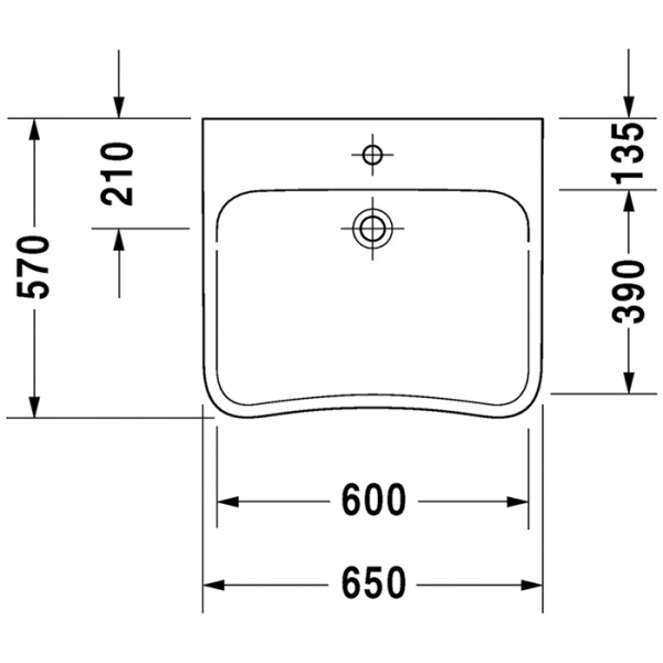 Duravit DuraStyle Раковина 65х57 см, 1 отв., медицинская, без перелива, цвет: белый