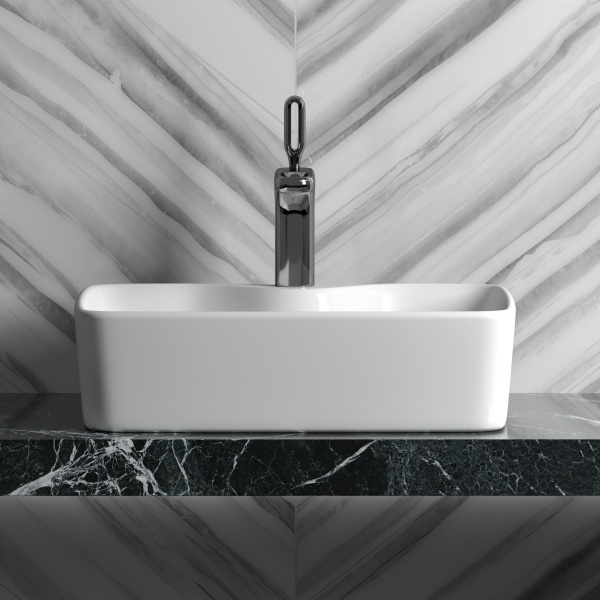 Умывальник чаша накладная прямоугольная Element 480*370*130мм Ceramica Nova белый 