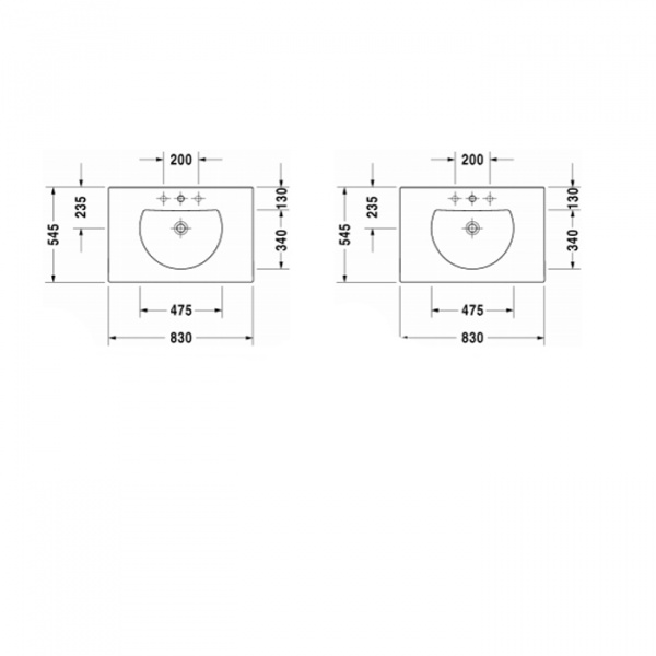 Duravit Darling New Раковина 83х54.5 см, 3 отв., цвет: белый