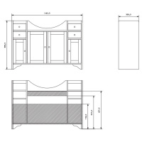 EBAN Gemma База под раковину, с раковиной, зералом, двумя шкафчиками и светильником, 120см, Цвет: noce