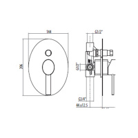 Gattoni Logos Смеситель для ванны встроенный с внутренней частью, хром
