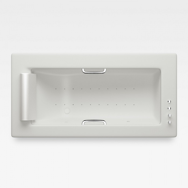 Armani Roca Island Встраиваемая ванна 214.5х110см а/мас. хромотер. термостат руч. душ, Hide-Flow, ручки, мягкий подголовник