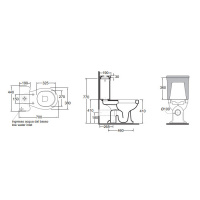AZZURRA GIUNONE унитаз моноблок 75х40см слив в стену, цвет: белый/хром СИДЕНЬЕ НА ВЫБОР