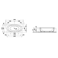 Laufen Alessi One Ванна 203x102x46см, полувстраиваемая, без гидромасс., без слив-перелива, с каркасом, панелью, материал: акрил