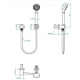 THG Paradise Душевой комплект с ручным душем, шланг 1500 мм., держатель и подвод воды, цвет: хром