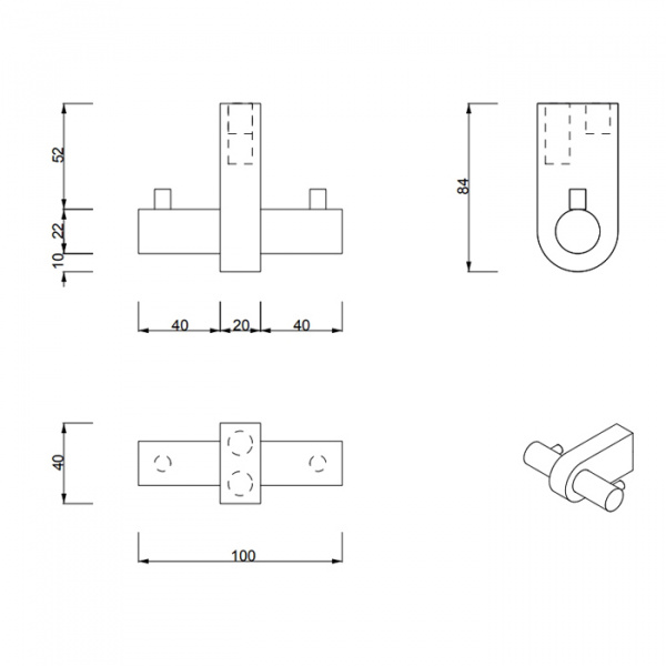 Decor Walther Century HAK2 Крючок подвесной, двойной, цвет: темная бронза