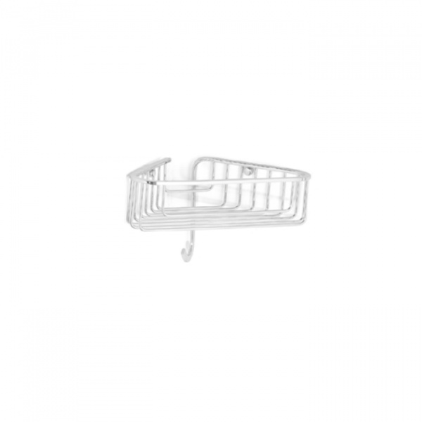 Bertocci Complementi Полка-решетка угловая для душа 22х7х22 см с крючком, подвесной, цвет: хром