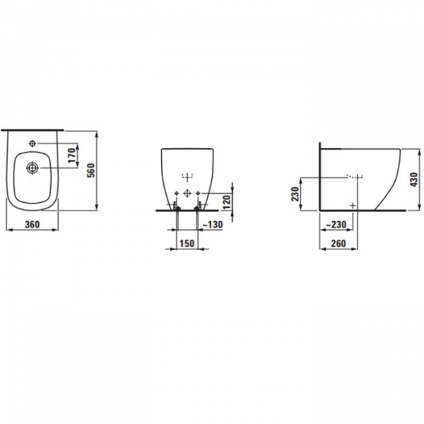 Laufen Palomba Биде напольное 56x36x43см с 1 отв. под смеситель, цвет: белый