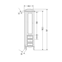 EBAN Rebecca Колонна 44x32x186h, 1 дверца  SX- петли слева, 3 ящика, цвет bi decape