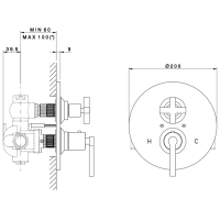 Nicolazzi Termostatico Встраиваемого смеситель, 3/4” с запорным вентилем, цвет: хром