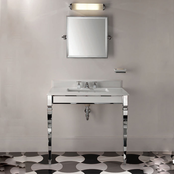 Devon&Devon Claridge Консоль 92х51см со столешницей (с 3отв-ми под смесит) мрамор bianco sivec,, ножки хром, с керам. раковиной York, цвет: белый