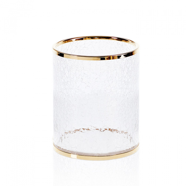 Decor Walther Crack AB Корзина для мусора 18.5x23см, французское стекло Craquele, напольная, цвет: золото