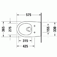 Duravit Architec Унитаз подвесной 57.5x36.5см, безободковый, с вертикальным смывом, вкл. крепление Durafix, цвет: белый