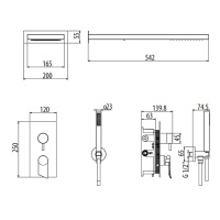 Gattoni Soffio Комплект для душа верхний душ, ручной душ, однорычажный смеситель с переключением, цвет: золото/черный