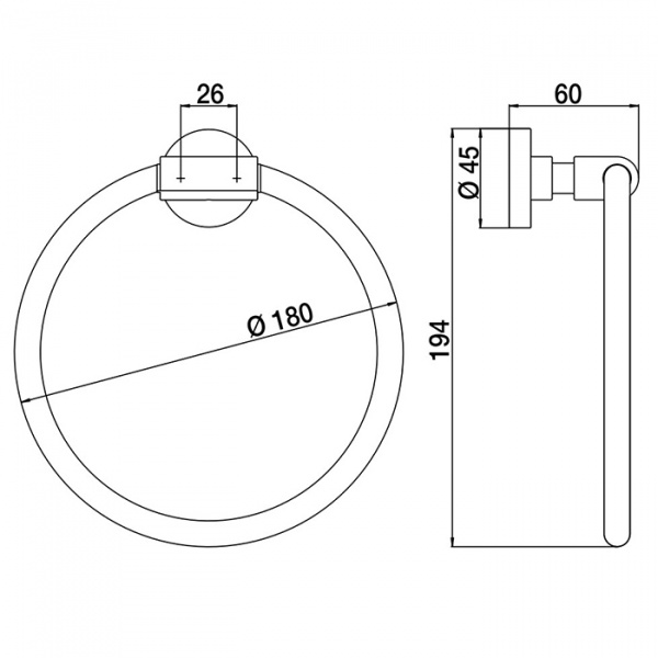 EMCO Eposa Полотенцедержатель-кольцо, 18см, подвесной, цвет: хром