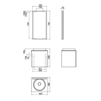 EMCO Asis Комплект мебели, без отверстий для смесителя, зеркало с LED подсветкой, Ручка слева, 45см, белый