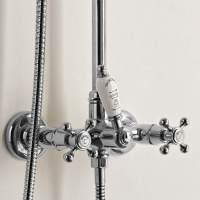Sbordoni Londra Смеситель для душа настенный с ручн.душем, внешней трубкой, настенным держателем и верхним душем Ø200мм, цвет: хром