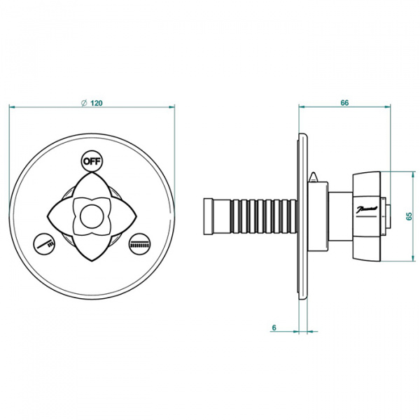 THG Pétale de cristal bleu Переключатель встраиваемый, внешняя часть, цвет: хром