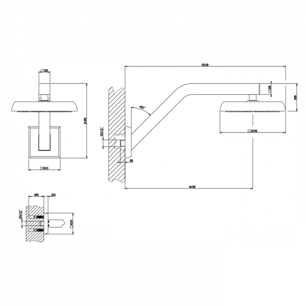 Gessi Mimi Верхний душ для настенного крепления, цвет: Finox