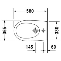 Duravit Architec Биде подвесное с перел., с плоскостью под смес.,вкл. крепление Durafix, 36.5x58см, Цвет: Белый