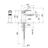 Fantini AL/23 Смеситель для биде, 1 отв., излив: 110 мм, цвет: хром