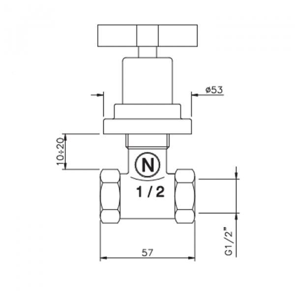 Nicolazzi M.Croce Запорный вентиль 1/2 вкл. внутр часть, цвет: хром