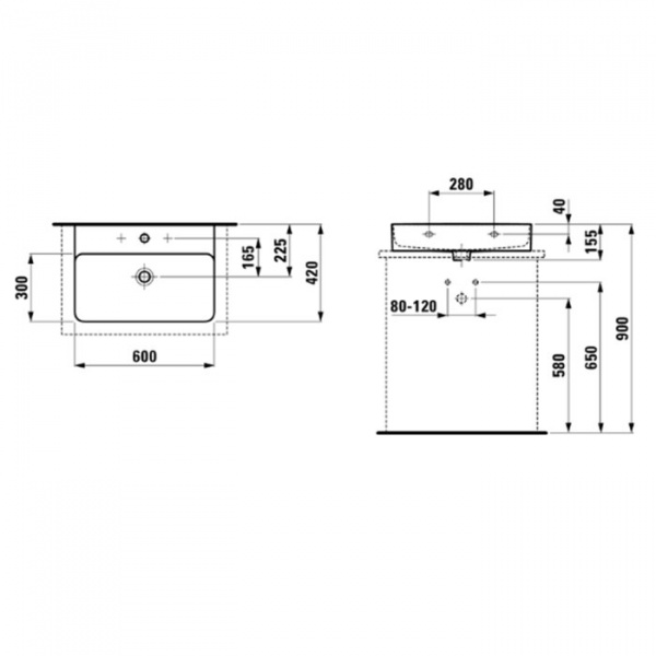 Laufen VAL Раковина 60х42х11.5 см, без отв., цвет: белый
